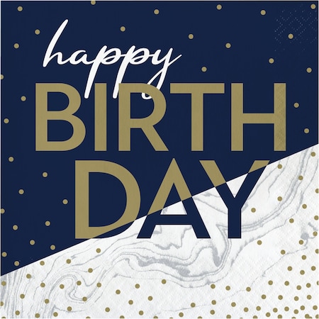 Creative Converting Navy and Gold Birthday Napkins, 6.5", 192PK 357603